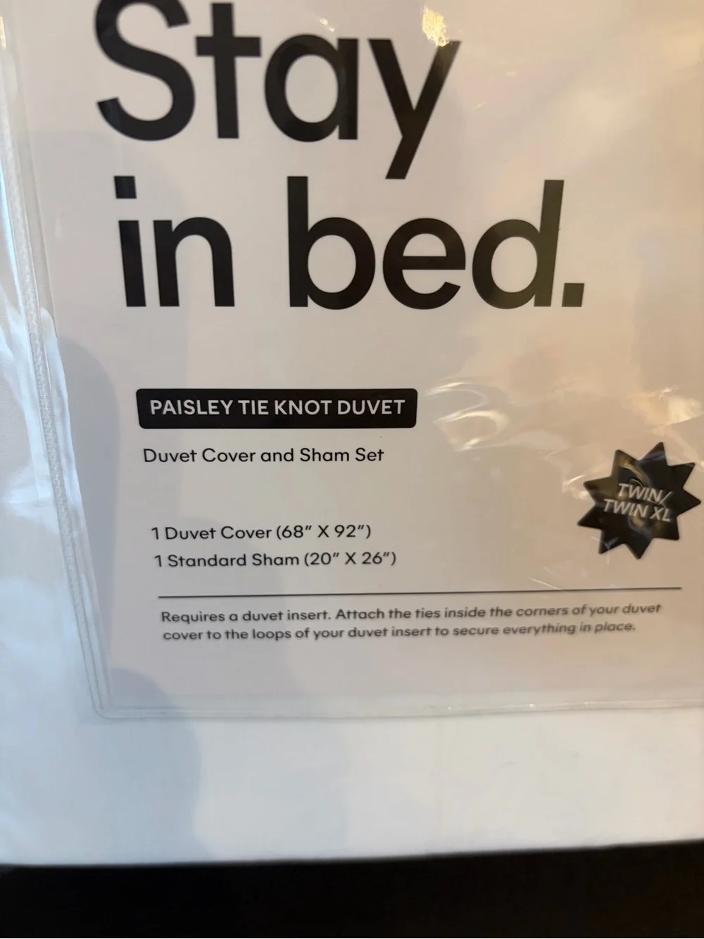 Dormify White Paisley Tie Knot Duvet Cover & Sham Set
